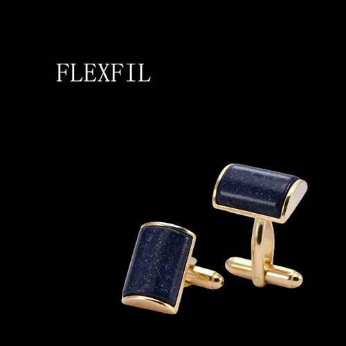 أزرار أكمام فاخرة للرجال من FLEXFIL، أزرار أكمام ماركة، أزرار أكمام عالية الجودة من حجر الأوبسيديان للزفاف، مجوهرات أنيقة