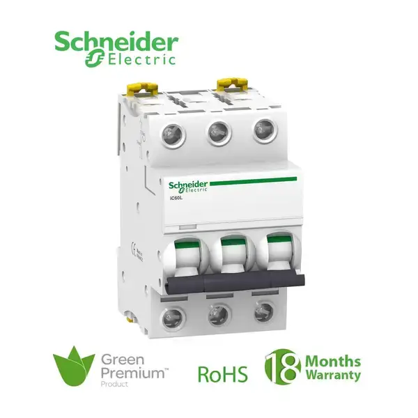 شنايدر - قاطع فرعي 3 خط - 20 أمبير - Acti9 iC60L, 3P, 20A, B Curve