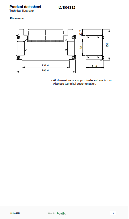 شنايدر - إكسسوار لوحة خدمة - HORIZONTAL PARTITION W300 PRISMA G