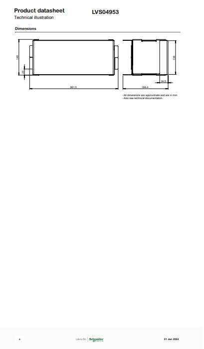 شنايدر - إكسسوار لوحة خدمة - FORM 4B COVER TRANSF.CONNECTION 3/5M