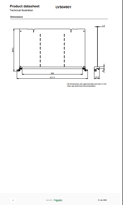 شنايدر - إكسسوار لوحة خدمة - FORM 3 HORIZONTAL PARTITION