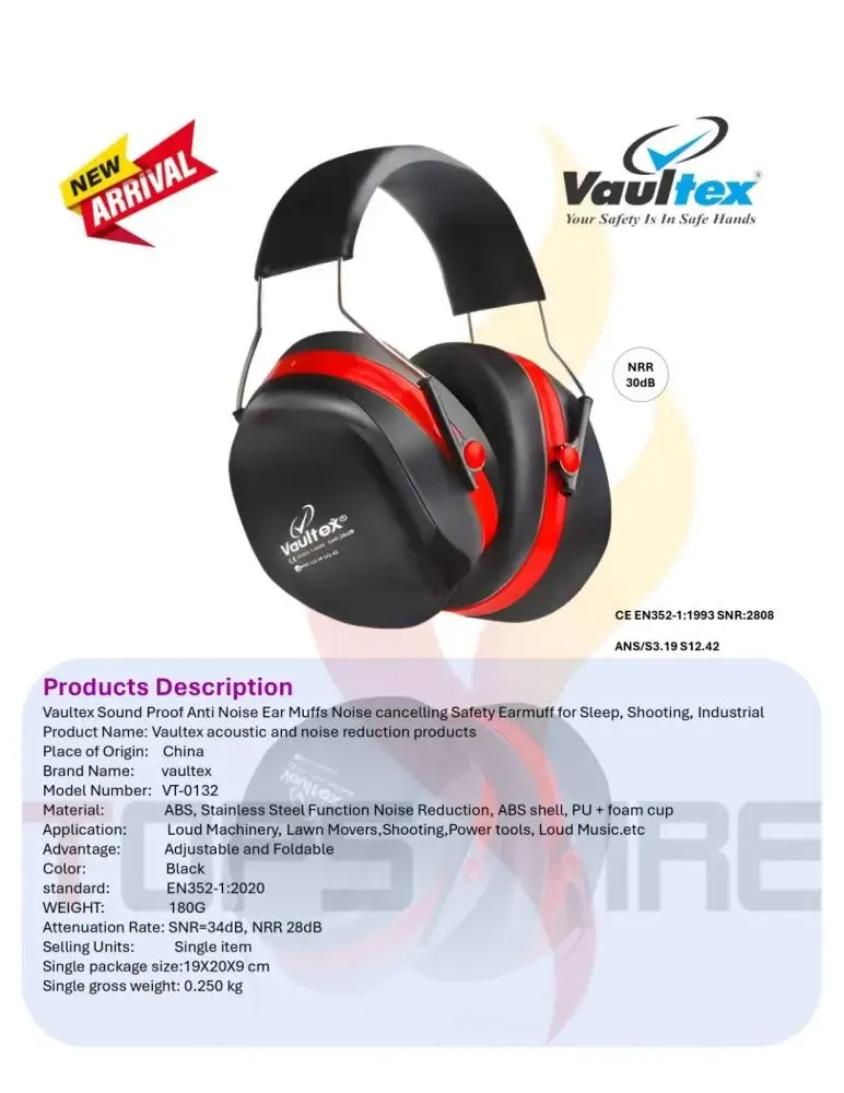 أغطية الأذن Vaultex الصوتية والحد من الضوضاء