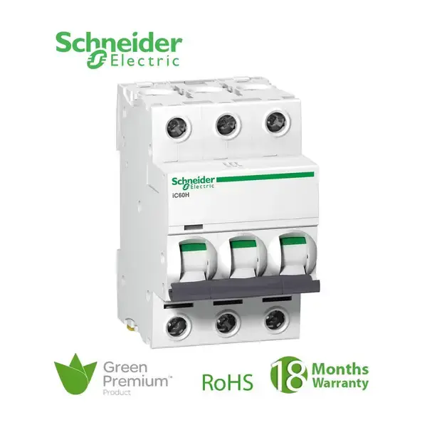 شنايدر - قاطع فرعي 3 خط - 16 أمبير - Acti9 iC60H, 3P, 16A, C Curve