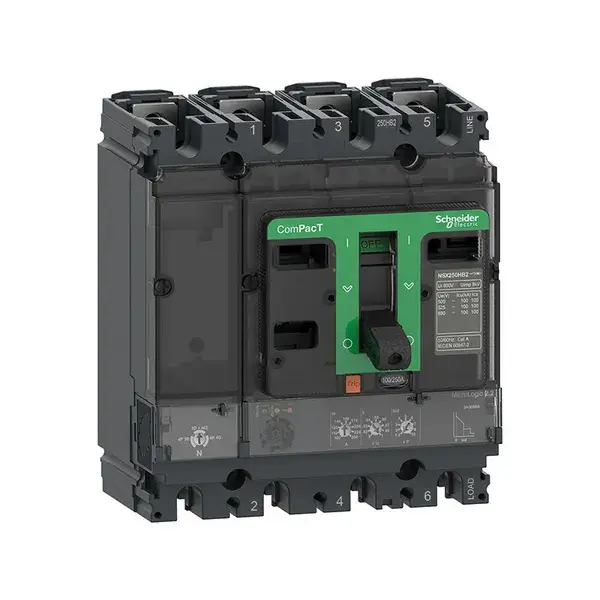شنايدر - قاطع 100 أمبير - 4 خط - NSX100F, 36kA at 415VAC, MicroLogic 2.2 Trip Unit