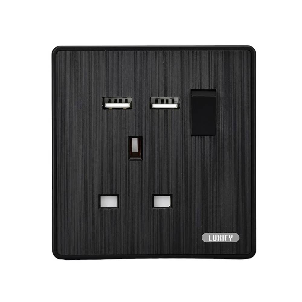فيش 13 امبير مع LUXIFY USB اسود مطور