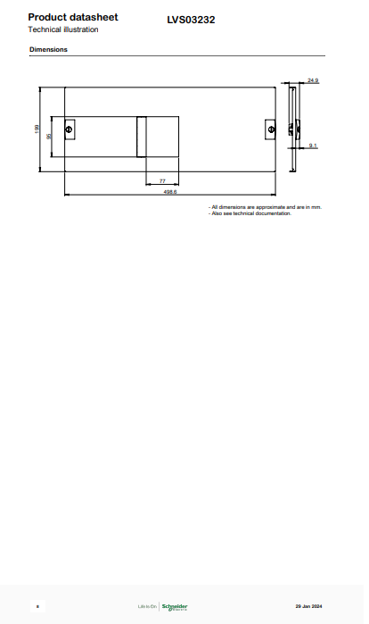 شنايدر - إكسسوار لوحة خدمة - FR.PL. NSX/CVS250 HZ.FIX.TOG/ROT W600 4M