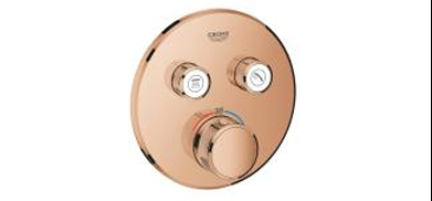 وجه تحكم ذكي جروهي SmartControl دائري خطين - نحاسي مطفي