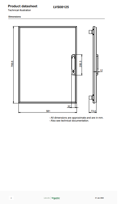 شنايدر - إكسسوار لوحة خدمة - PLAIN DOOR W600 15M PRISMA G IP30