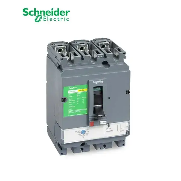 شنايدر - قاطع رئيسي 100 أمبير - EasyPact CVS100F, 36kA at 415 VAC, 100 A magnetic MA Trip Unit, 3P 3d