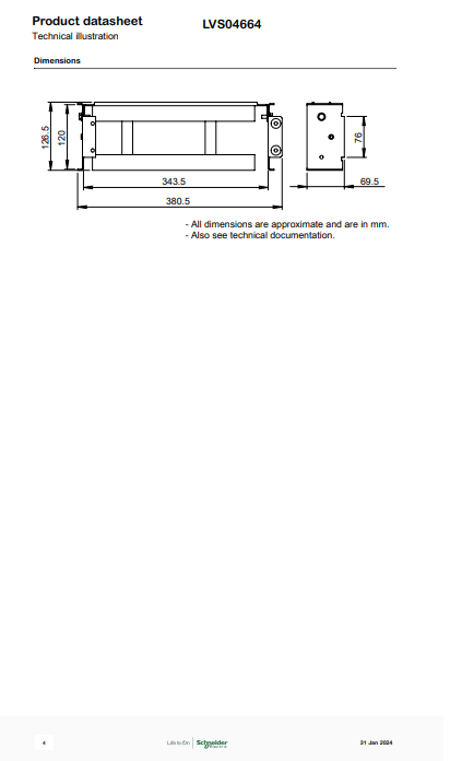 شنايدر - إكسسوار لوحة خدمة - FIXED SUPPORT HZ. BB LINERGY LGYE/BS