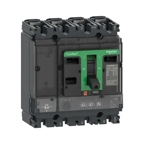 شنايدر - قاطع 160 أمبير - 4 خط - NSX160F, 36kA at 415VAC, MicroLogic 2.2 Trip Unit