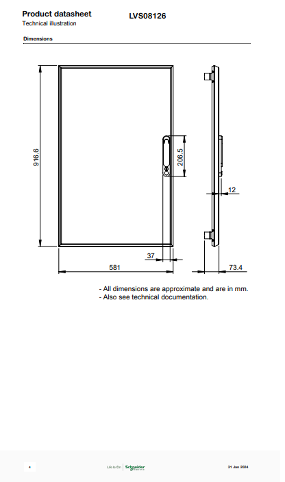 شنايدر - إكسسوار لوحة خدمة - PLAIN DOOR W600 18M PRISMA G IP30
