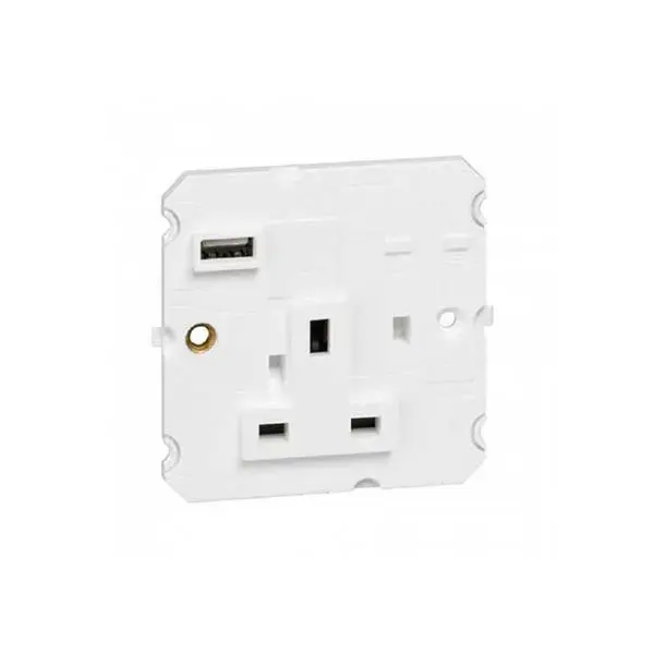 ليجراند - فيش أرتيور - 13 أمبير - 250 فولت - BS - مع شاحن USB من النوع A - قطب واحد - بيج