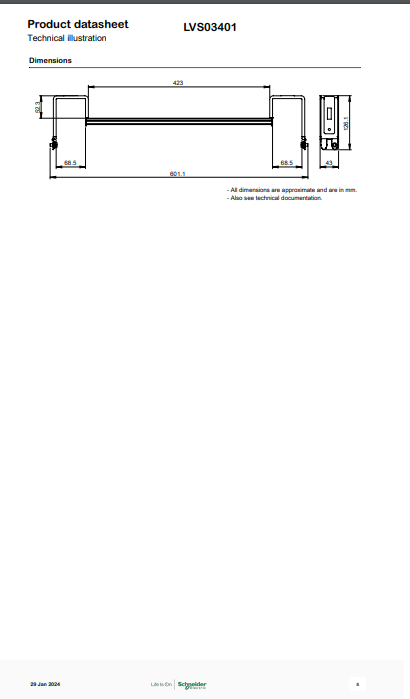 شنايدر - إكسسوار لوحة خدمة - W650 MODULAR DEVICE RAIL PRISMA P