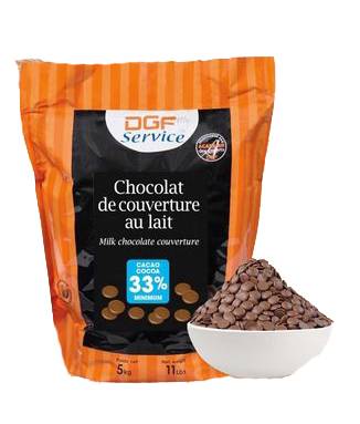 شوكولاته اقراص بالحليب فرنسية بنسبة 33% DGF وزنها 5 كيلو