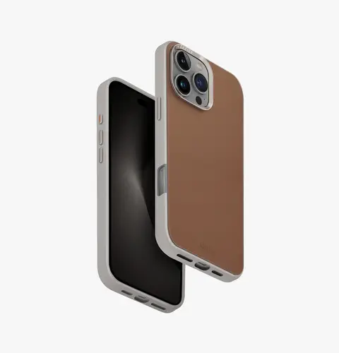 UNIQ IPHONE 16 SERIES DUO SERIES LYDEN LEATHERETTE CASE -BROWN/IVORY