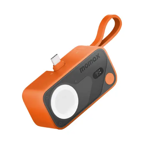 MOMAX 5000MAH 1-POWER X PRO MINI FOLDABLEB USB-C CABLE BATTERY PACK WITH APPLE WATCH CHARGER - ORANFE