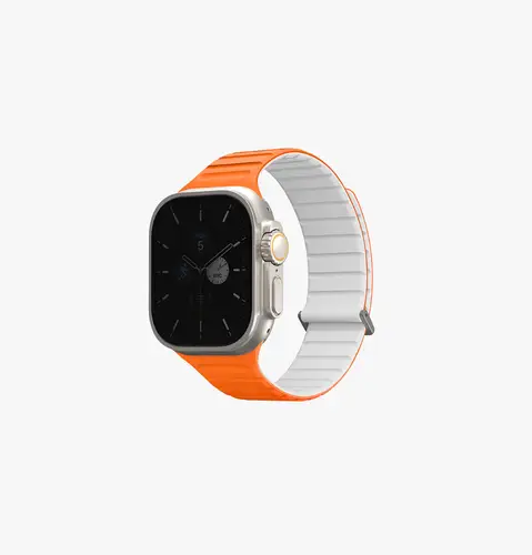 UNIQ REVIX EVO REVERSIBLE MAGNETIC SILICONE APPLE WATCH STRAP 49/45/44/42MM -ORANGE/WHITE