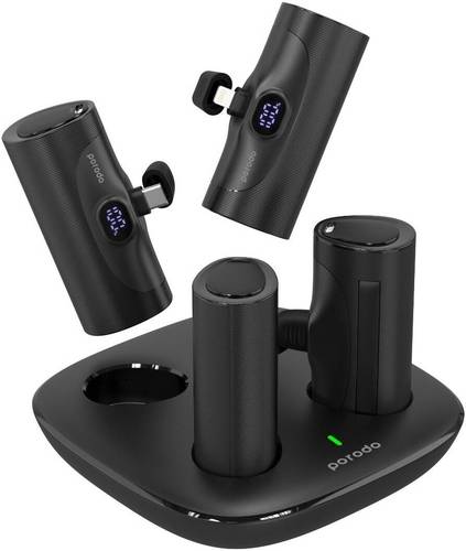 PORODO 5,000 MAH 4 IN1 POWER BANK STATION -2 LIGHTNING/ 2 TYPE-C BUILT IN CONNECTOR