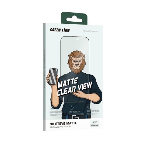 GREEN LION IPHONE 16 SERIES 9H STEVE MATTE AR GLASS SCREEN PROTECTOR -CLEAR