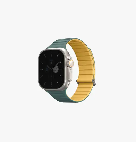 UNIQ REVIX EVO REVERSIBLE MAGNETIC SILICONE APPLE WATCH STRAP 49/45/44/42MM -GREEN/YELLOW