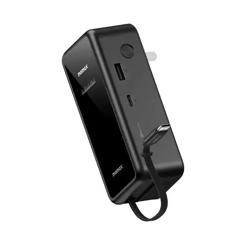 MOMAX 10000mAh 3in1 Hybrid GaN Battery Pack with Built-In Retractable Cable