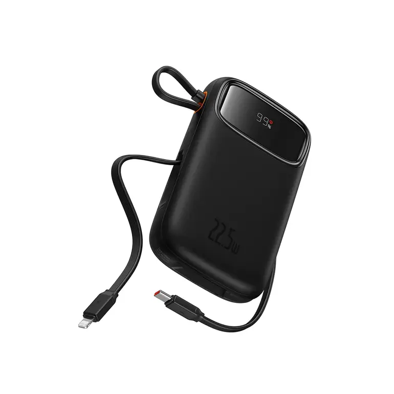 BASEUS 10 000MAH DUAL CABLE DIGITAL DISPLAY FAST CHARGE POWER BANK BLACK baseus-10-000mah-dual-cable-digital-display-fast-charge-power-bank-black