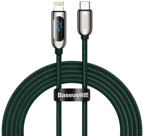  BASEUS 20W USB-C TO LIGHTNING DISPLAY CHARGING CABLE 2 METER - GREEN