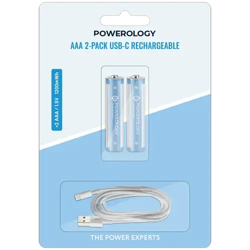 POWEROLOGY AAA BATTERY 2-PACK USB-C RECHARGEABLE 