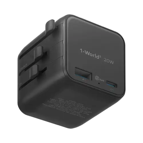 MOMAX 1-WORLD 2 20W UNIVERSAL 2-PORT USB TRAVEL ADAPTER