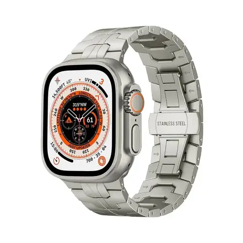LEVELO APPLE WATCH 49MM ECLIPSE STAINLESS STEEL BAND -SILVER