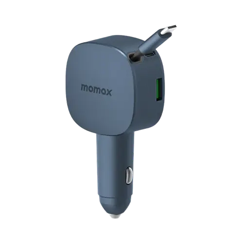 MOMAX 1-MOVE+ 60W 2-PORT CAR CHARGER WITH RETRACTABLE CABLE