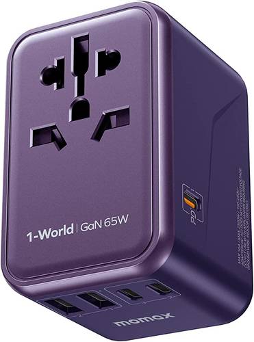 MOMAX 1-WORLD 65W GAN 5 PORTS TRAVEL ADAPTER 
