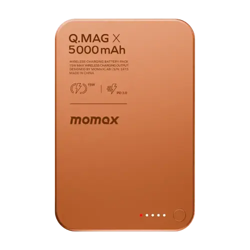MOMAX Q.MAG X 5000MAH MAGNETIC WIRELESS BATTERY PACK - ORANGE