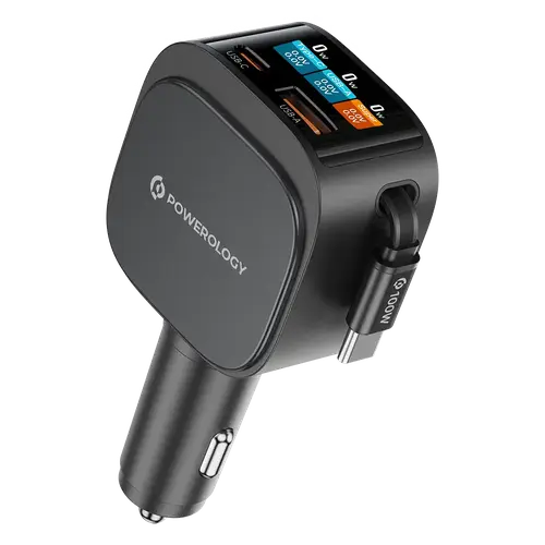 POWEROLOGY VOLTMAX 130W PRO FAST CHARGER WITH RETRAXCTABLE CABLE