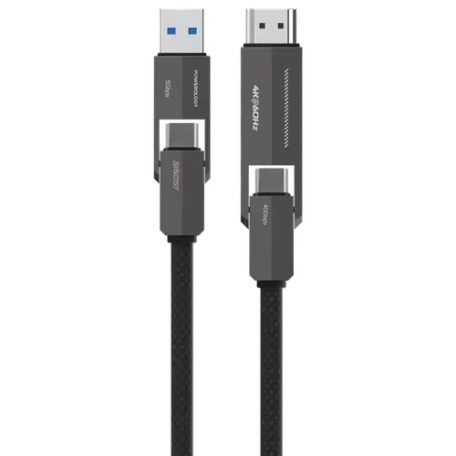 POWEROLOGY VION 4 IN 1 CHARGING & DATA TRANSFER CABLE - BLACK