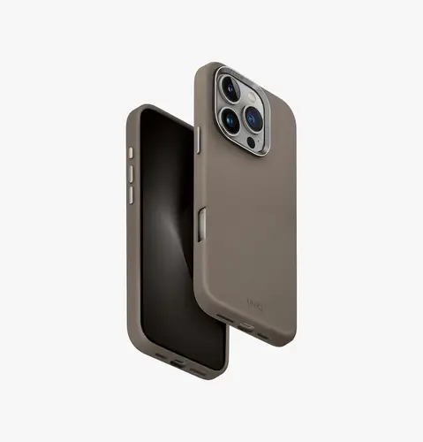 UNIQ IPHONE 16 SERIES LYDEN VEGAN LEATHER MAGCLICK CASE - GRAY