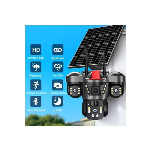 كاميرا المراقبة الذكية بالطاقة الشمسية HB-006 | دقة 4K | 3 عدسات بانورامية بدعم شريحة 5G