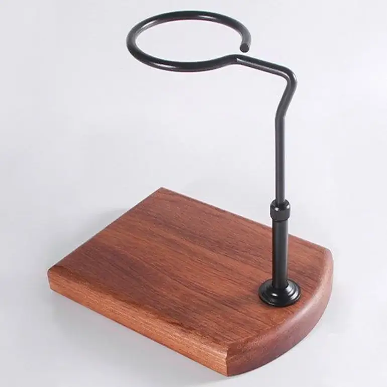 Coffee dripper base holder wooden black ring