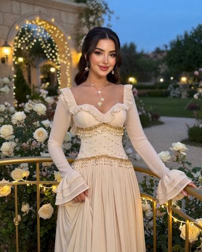 فستان سهره خرز شيفون  - S