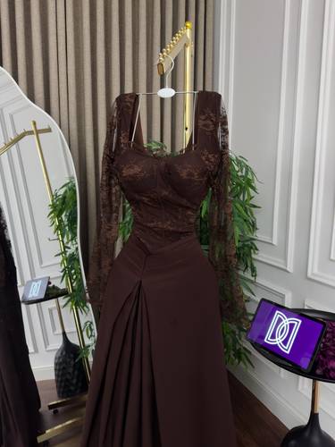فستان سهره باكمام طويله - اسود - 3XL