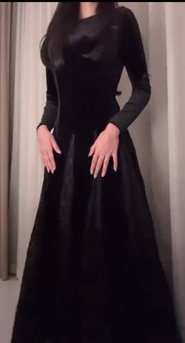 فستان مخمل كم طويل  - 2XL