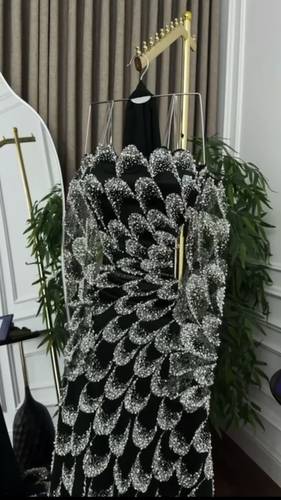 فستان سهره خرز 3 الوان  - S - اخضر
