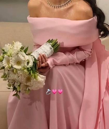 فستان سهره بذيل مورد 3 الوان  - 2XL - لحمي