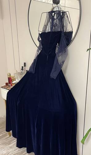 فستان سهره مخمل  - موف - 3XL