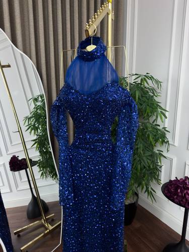فستان سهره خرز نيلي  - S