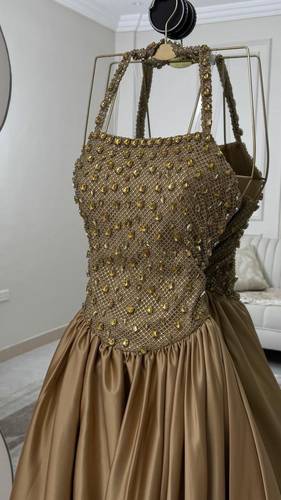 فستان سهره مزين بكرستال  - S