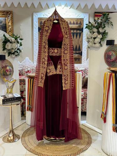 جلابيه تراثيه 3 الوان  - احمر  - 3XL