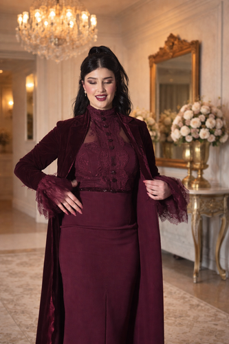 فستان سهره مع بشت جوخ  - S