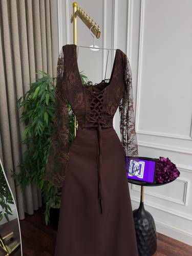 فستان سهره باكمام طويله - اسود - 3XL